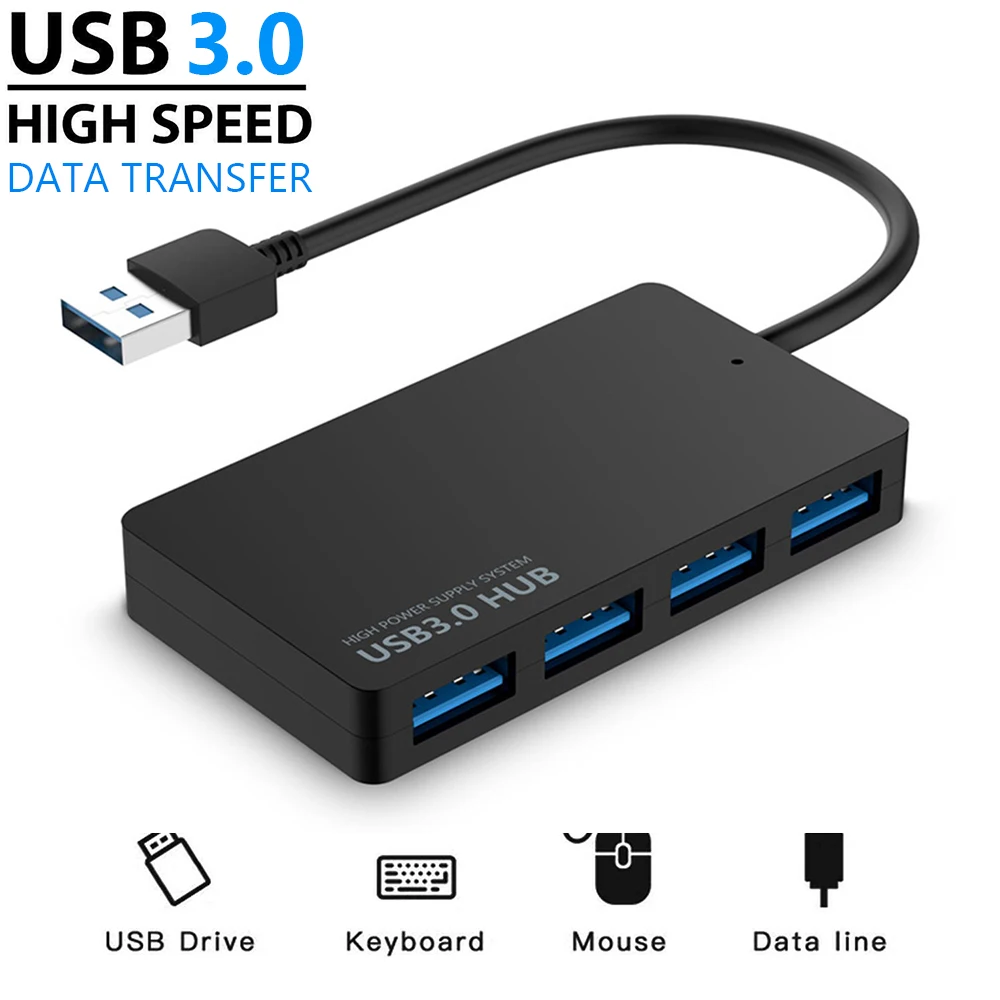 Адаптер для ноутбука ПК Высокоскоростной USB 3 0 концентратор внешний 4 порта