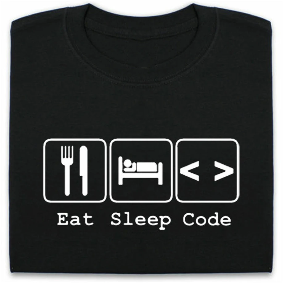 Eat Sleep Code Футболка мужская женская Забавный подарок программист кодер Html Новая