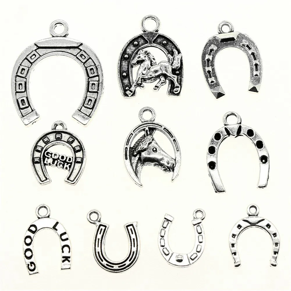 20 Pieces Silver Color Horseshoe Mix Size Pendant Charms Wholesale Bulk Sale Diy Pendants For