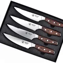 Набор ножей для стейка 4 шт.-обеденные кухонные ножи-нескользящая натуральная эргономичная деревянная ручка-немецкий HC нож для стейка из нержавеющей стали