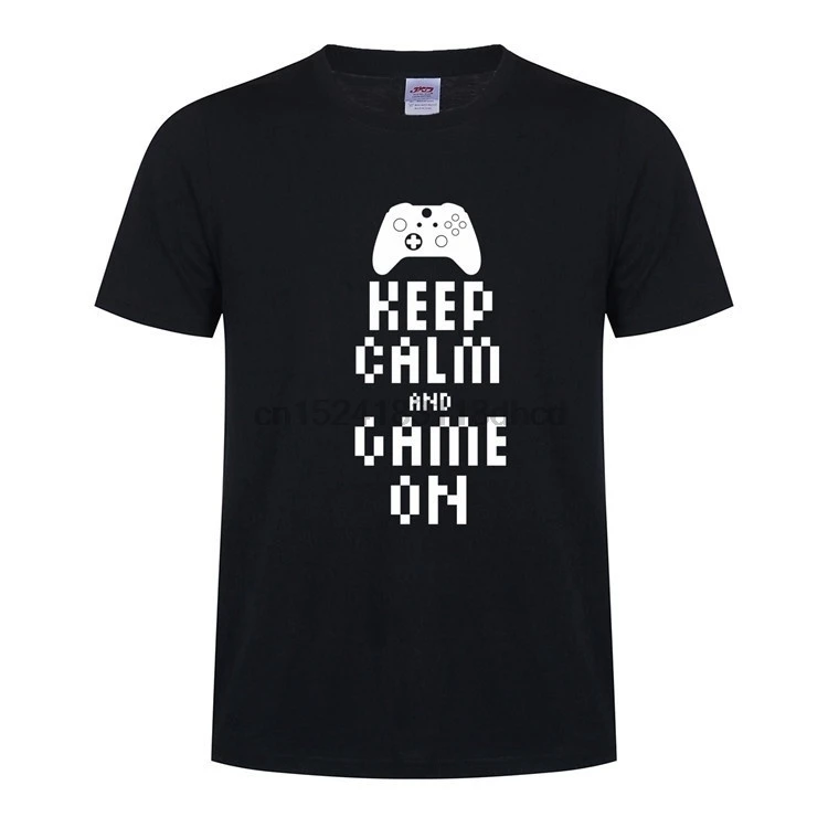 Мужская футболка Летняя мужская одежда с круглым вырезом KEEP CALM GAME ON Game коротким