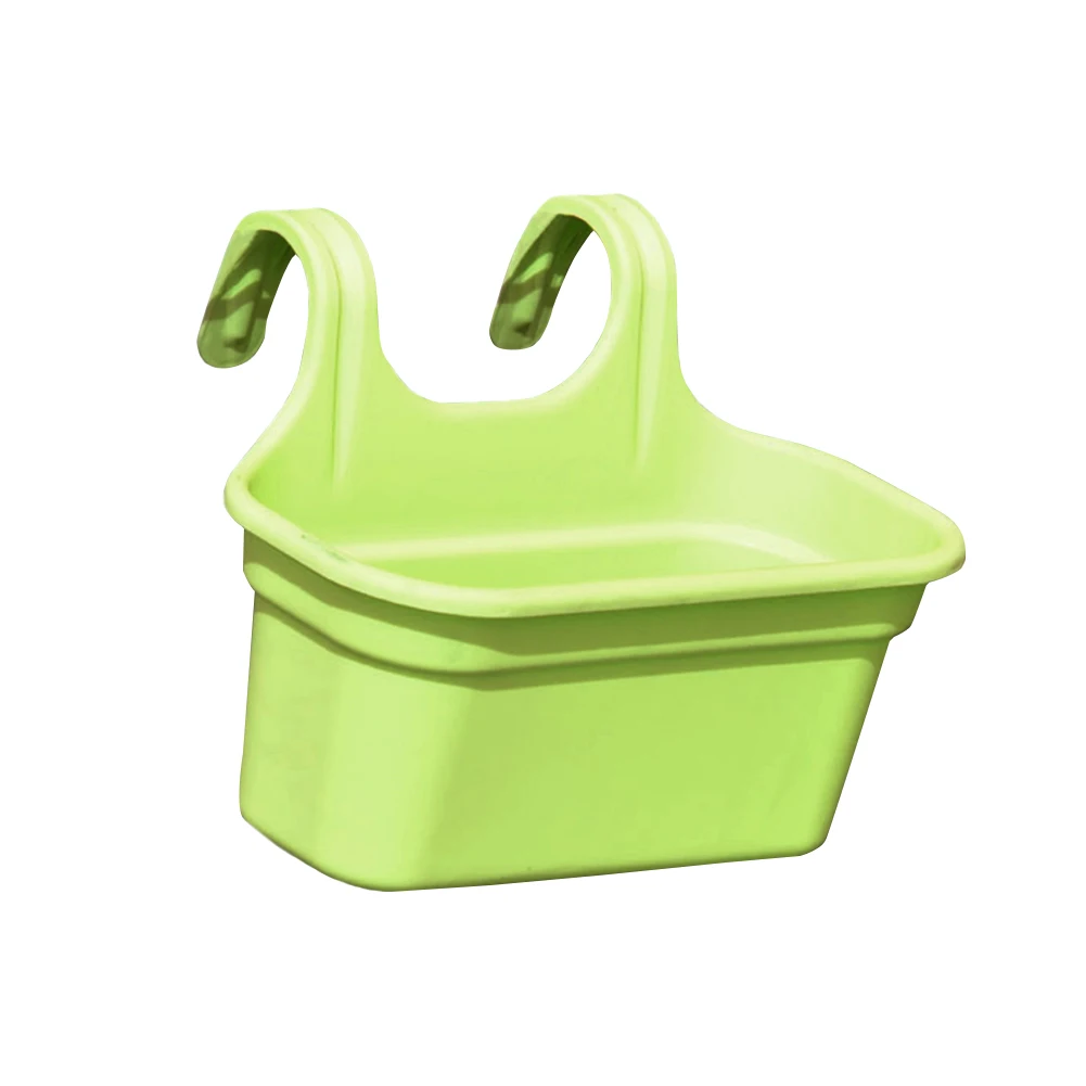 Balcony Outdoor Gifts Double Hook Home Storage Decorative Basket Flower Pot Portable Container Garden Multifunction Wall Hanging - Color: Green