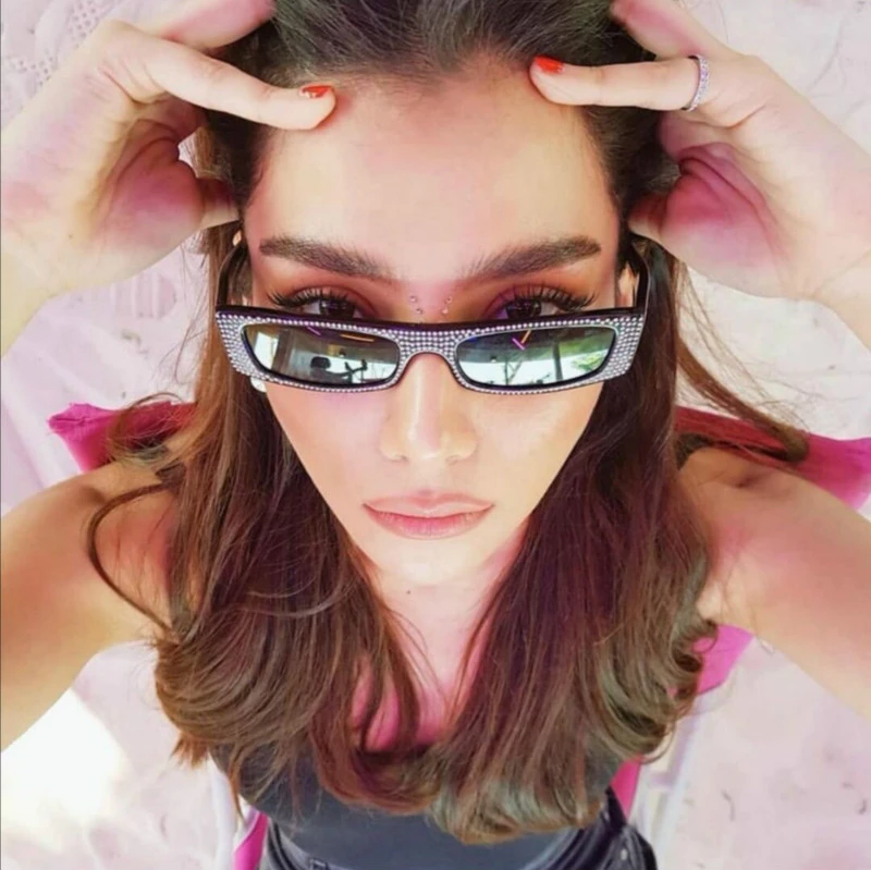Gafas de sol cuadradas de diamante para mujer, lentes de de cristal de pequeño, gradiente, gafas de espejo, UV400|Gafas de para mujer| - AliExpress