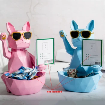 

BS-942 Modern Simple Creative Desktop Lucky Dog Key Candy Resin Storage Decoration Front Desk Cash Register QR Code Ornament