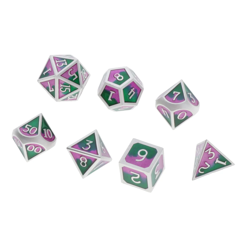 7pcs Embossed Metal Multi-sided Polyhedral Dice Set for Dungeons and Dragons Dice MTG DND RPG Table Games Board Game D20 D12 Set