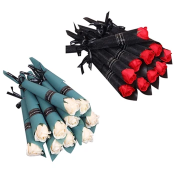 

NEW-60 Roses Soap Flowers Romantic Wedding Favors Flower for Valentine's Mother's Day Gift Company Red & Champagne