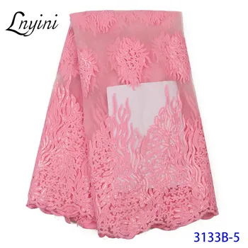 

Baby Pink African Lace Fabric 2020 High Quality Embroidery French Tulle Lace Fabric with Sequins Nigerian Net Lace Fabric L3133B