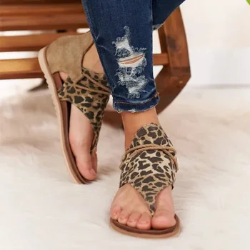 

2020 New Women Sandals Summer Shoes Leopard Print female Large Size shoes Flat Women Sandals Summer Shoes Sandals ladies