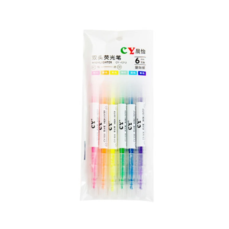 

6Pcs/Set School Highlighter Pen MarkPen Highlighters marker Brush Pens Pastel Markers Watercolor Pluorescent Pen Drawing Office