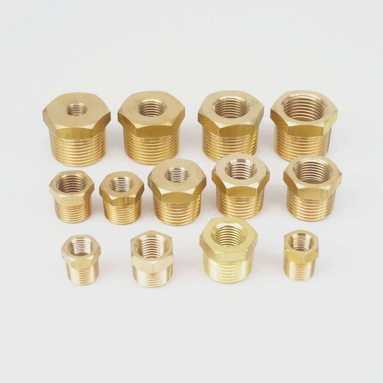 BRASS HEX BUSHING REDUCING NPT THREADS PIPE FITTING 3/8 MALE X 1/4 FEMALE QTY 5 