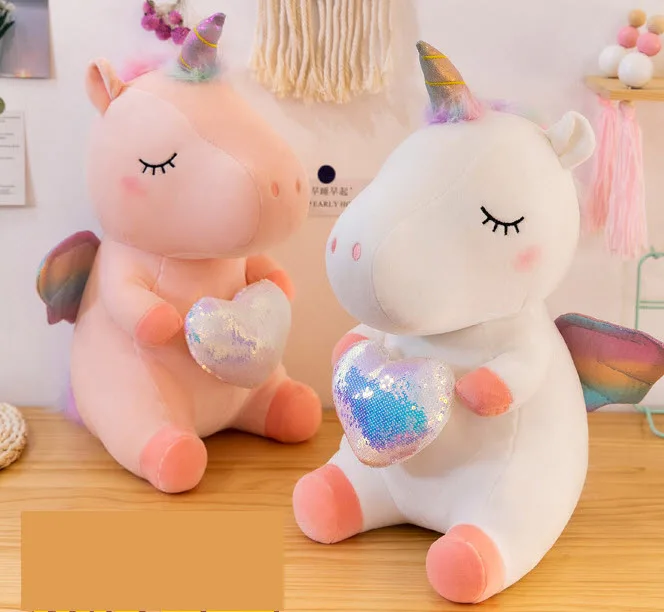 

45cm Stuffed animal plush toys Soft unicorn with loving heart toys Cartoon Loving unicorn doll Birthday gift hot selling