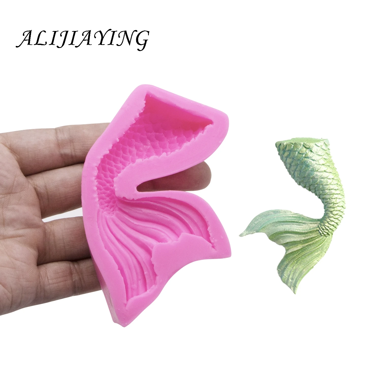 DIY Mermaid fishtail Fondant Sugarcraft Silicone Mould Cake Decoration Tools Baking chocolate Polymer Clay Resin Mold D1409 - Цвет: Pink 1409