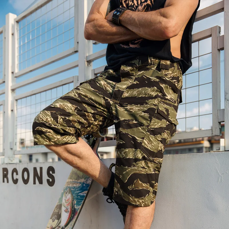 Новые мужские тактические Короткие штаны Тигровая полоса Ripstop Военная Маскировочная шорты военные шорты