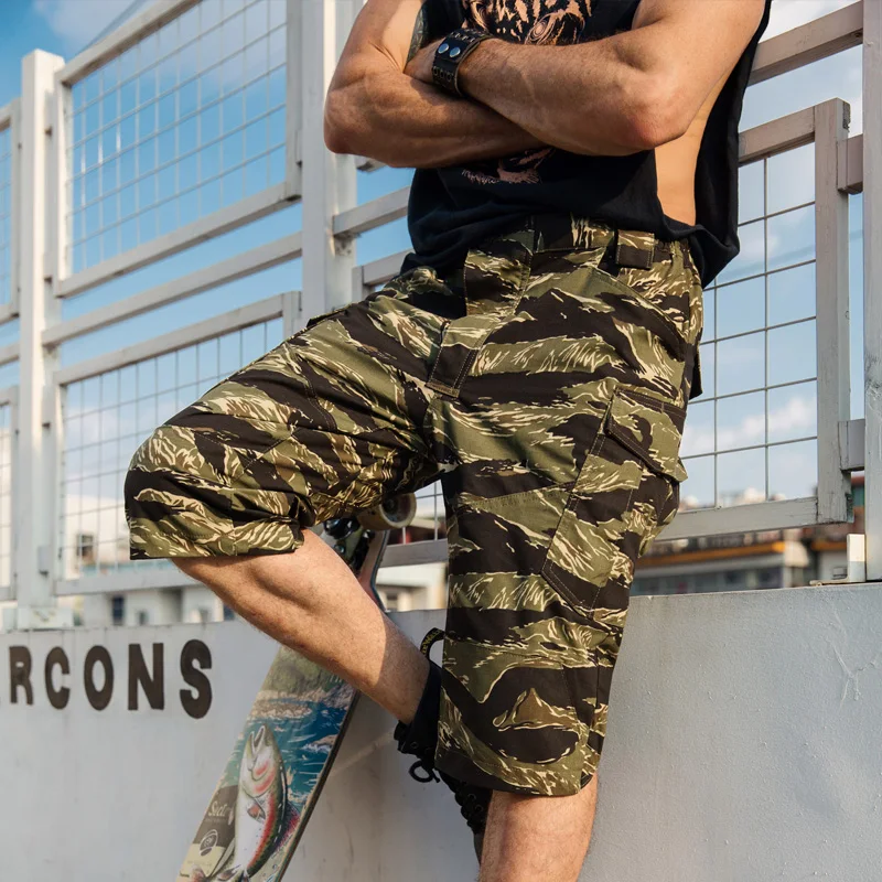 2019 New Men S Tactical Short Pants Tiger Stripe Ripstop Camouflage Combat Shorts Military Shorts Casual Shorts Aliexpress