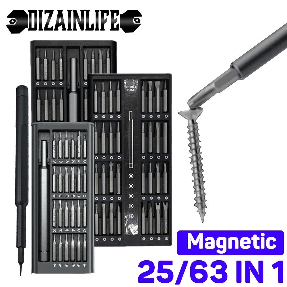 25/63 In 1 Precision Screwdriver Set Magnetic Screw Driver Bits Phillips Torx Hex Bit Handle Mobile Phone Repair Screwdrive Kit