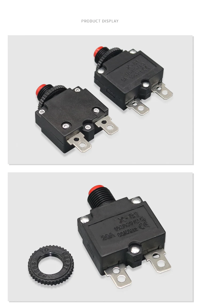 Description Picture 5 of itemOverload protector 5A 10A 15A 20A Mini Size Thermal Overload Protector Switch for Water Pumps Motors Manual Reset Safety switch