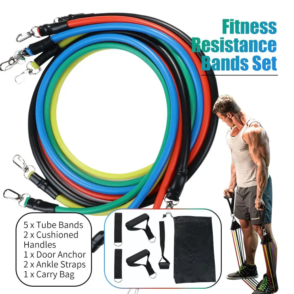 

Surprise! Panic buying! 11 Pcs/Set Latex Resistance Bands Training Exercise Yoga Tubes Pull Rope Elastic Bands Fitness with Bag