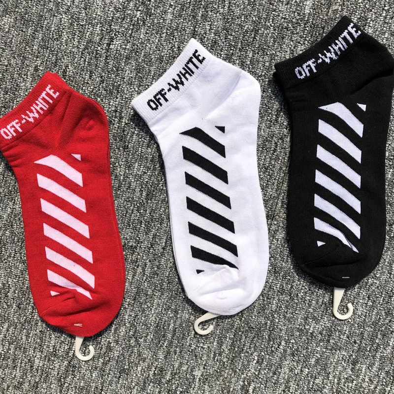 Europe And America Ow Stripes Short Harajuku Popular Brand Low Top Short Socks hua ban wa Students Men And Women Short Socks COU