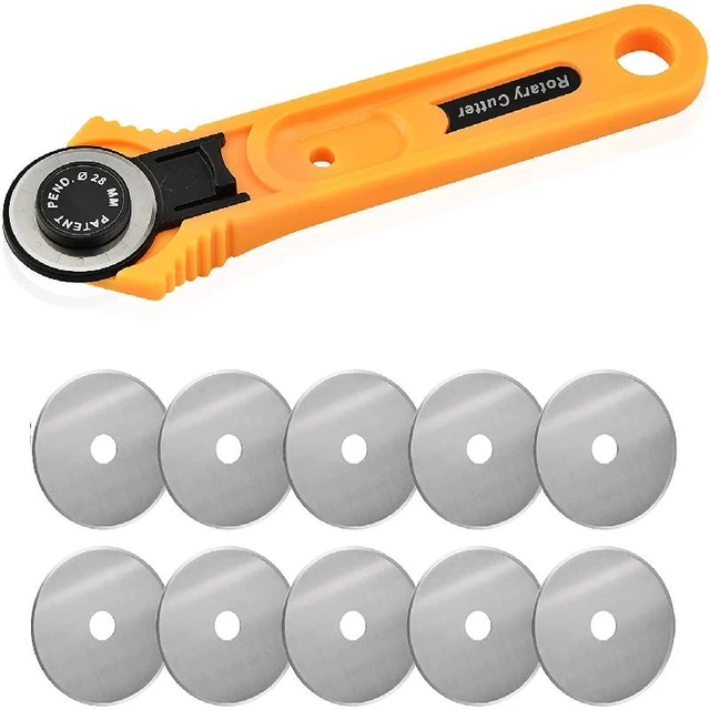 28mm Rotary Cutter Set Rotary Fabric Cutter with 10pcs Replacement Blades  Rotary Roller Cutter for Cutting