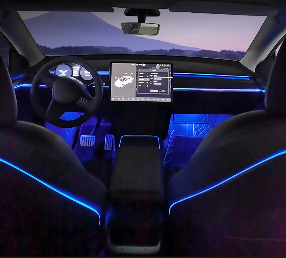 Per Tesla Model 3 2021-2022 Decora Inter Lamp Touch Control Inter Car Ambient Light Center Pillar Horn Cover Atmosphere Light