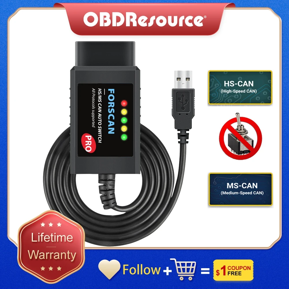 Forscan Pro ELM327 USB V1.5 For Ford Mazda Lincoln ELMconfig Automotive Scanner Car Diagnostic Tools HS MS-CAN obd2 ELM 327