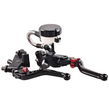 

1 Pair 7/8 inch Handlebar Universal Motorcycle Brake Clutch Lever with Master Cylinder for Sport Bike/Street Bike/Scooter-Black