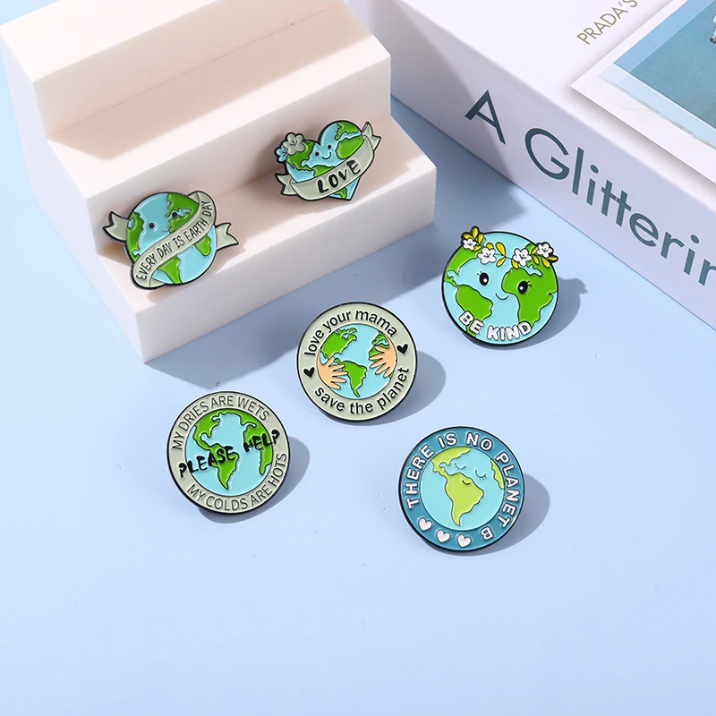 Schützen Erde Umwelt Emaille Pins "Liebe ihre mama Liebe die Planeten" Broschen Revers Pin Abzeichen Geschenk Freinds Schmuck zubehör – Detail 7