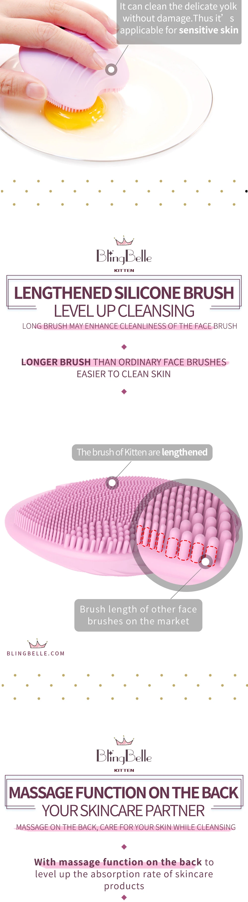 Maquina de Limpeza Removedor de Maquiagem Borracha de Silicone Escova de Limpeza Facial e Massagem Escova Limpeza Facial Fácial Silicone Ultrasonic Face Skin Gatinho Gato Cosméticos Elétrica 9 High Quality Beleza e saúde