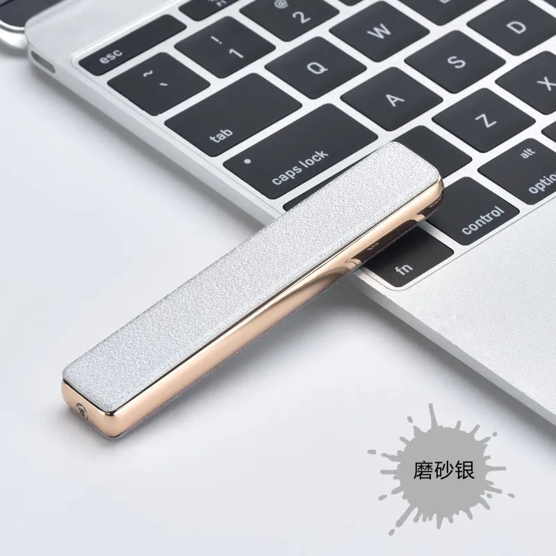 Мини USB Электронная дуговая Зажигалка для зарядки Плазменные зажигалки для сигарет ветрозащитная беспламенная электрическая зажигалка без газа гаджеты для мужчин - Цвет: Frosted Silver