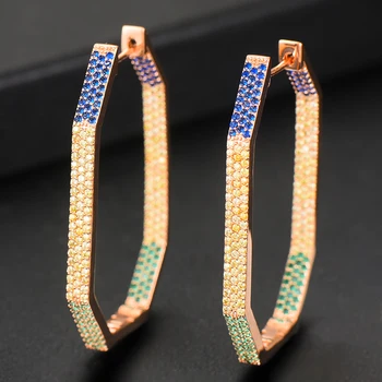 

GODKI 40mm Luxury Geometry Statement Hoop Earring For Women Wedding Geometry Full Mirco Cubic Zircon Nigerian Hoop Earrings