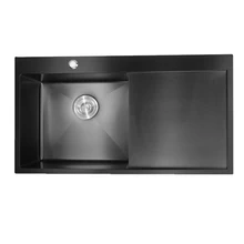 

Black Kitchen Sink with Thawing Plate Above Counter Stainless Steel Sink Single Bowl Kitchen Sink Commercial Kitchen Equipment