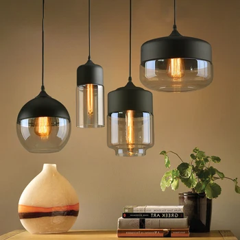

Nordic Modern loft hanging Glass Pendant Lamp Fixtures E27 E26 LED Pendant lights for Kitchen Restaurant Bar living room bedroom