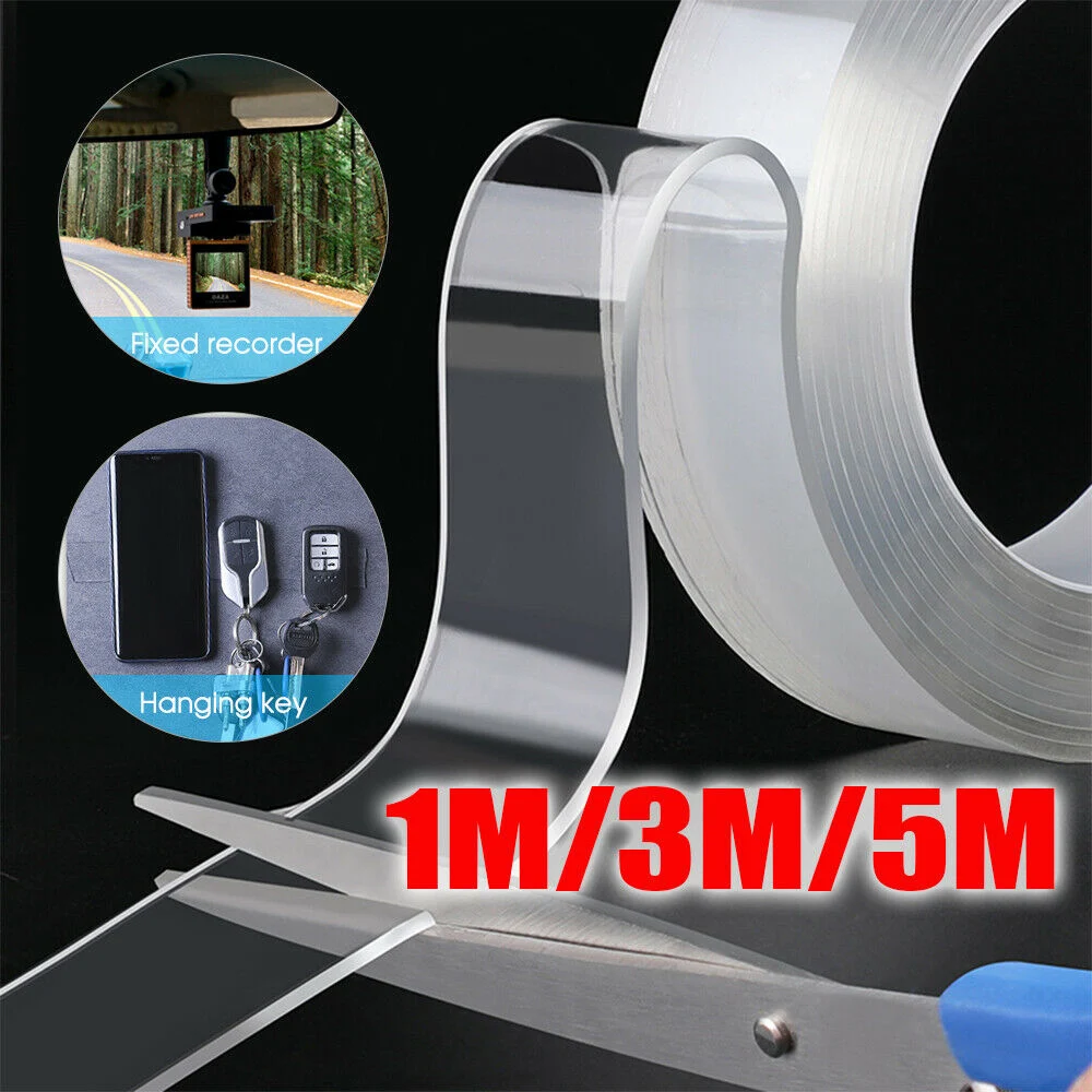

1/3/5M Washable Double-Sided Magic Nano Tape Traceless Adhesive Loop Anti-Slip Tie Glue