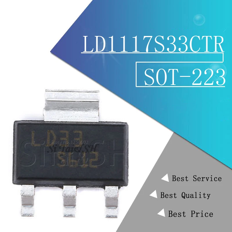 10pcs LD1117S33CTR SOT-223 LD1117S33 SOT223 LD33 IC REG LDO 3.3V 950MA