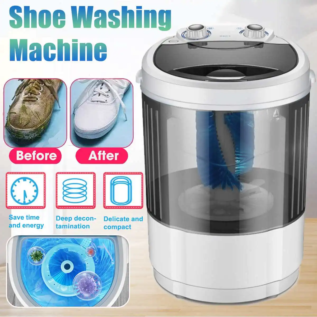 US $171.80 45kg Shoes Washing Machine Portable Household Single Tube Washer And Dryer Machine UV Bacteriostasis Shoes Cleaner