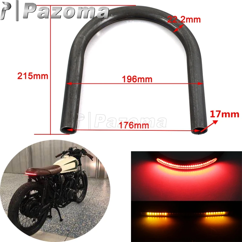 

Motorbike Steel 7/8" 1" Rear Seat Loop Frame Hoop w/ Turn Signal Brake Tail Light Tracker End for Honda Kawasaki Suzuki Yamaha