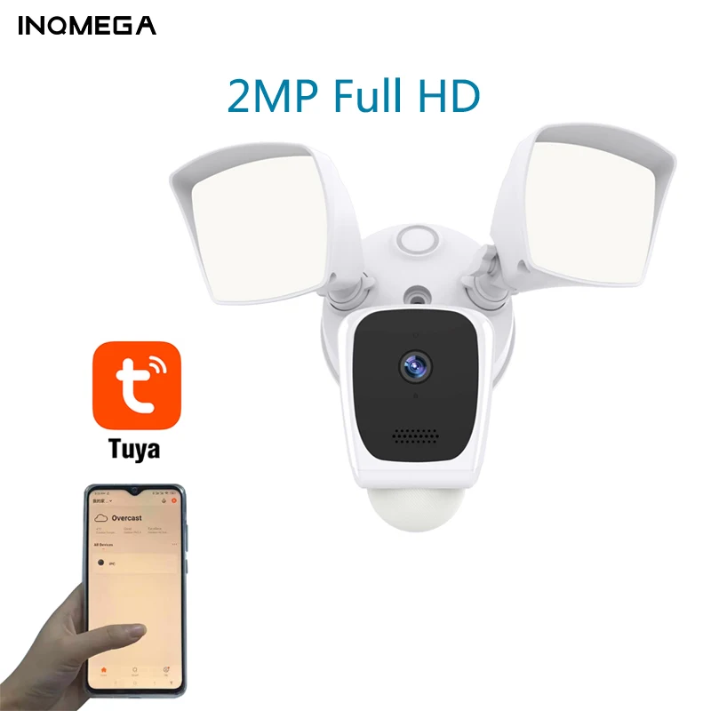 

INQMEGA Tuya Floodlight Full HD Wifi Outdoor Camera IP65 Security IP Camera With Build In Alarm Two Way Audio PIR Detection Cam