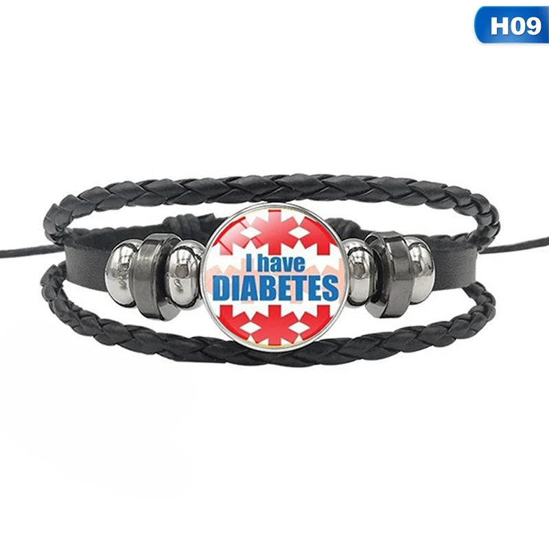 BL4747H09 Браслеты-талисманы I'm Diabetic для женщин и мужчин, медицинские алерты, ID браслеты, плетеный браслет для диабетиков, медицинский Предупреждение ющие ювелирные изделия - Окраска металла: BL4747H09