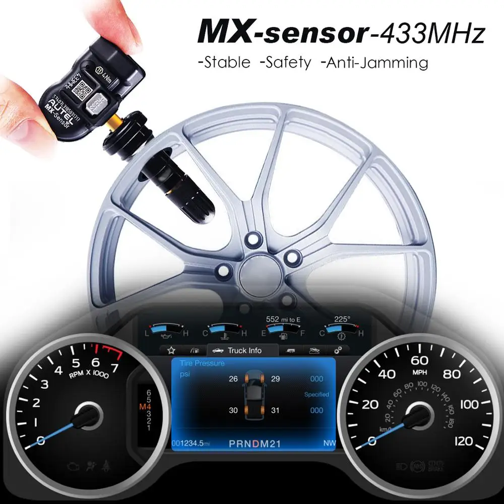 4PCS Autel 433MHz MX-센서 M 범용 프로그래머블 클램프 인 TPMS 센서 타이어 압력 툴