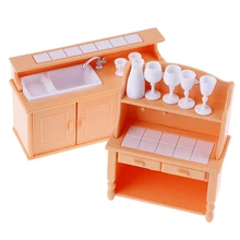 9 шт./компл. шкафы пластиковые Кухонные миниатюрная кукольная мебель столовая Набор детская игрушка