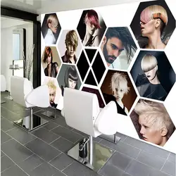 На заказ настенная бумага 3D современная мода салон красоты, волос салон фотообои Парикмахерская декоративная настенная бумага Papel De Parede 3D