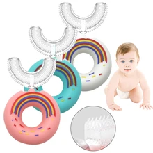 Brosse à dents en Silicone pour bébé de 2 à 12 ans, accessoire de nettoyage buccal, 360 degrés, en forme de U 