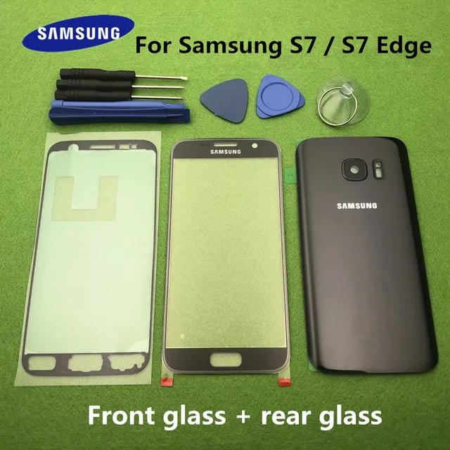Ban đầu Màn Hình Mặt Trước Kính Cường Lực Dành Cho Samsung Galaxy Samsung Galaxy S7 G930 SM G930F S7 Edge G935F Sau Pin Cửa Lưng Nhà Ở + dụng cụ