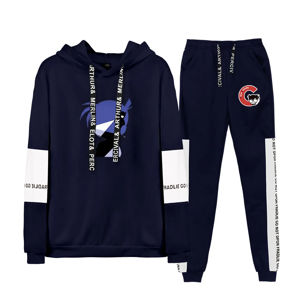 New 2019 Brand Tracksuit Fashion Detective Conan Men Sportswear Two Piece Sets Cotton hoodie+Pants Sporting Suit Male