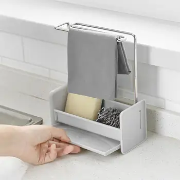 

Iron Rack Pool Storage Rack Free Punching Kitchen Storage Sink Towel Sponge Drain Rack Rag Dishcloth Hanging Rack Soap Holder