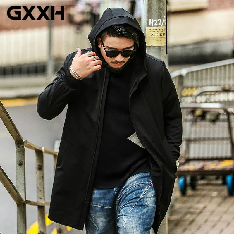 GXXH 2020 модная брендовая мужская ветровка осенние свободные черные плащи с