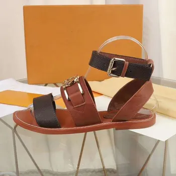 

sandals women 2020 summer shoes women flat sandals High-quality luxury brand Genuine Leather Material size 35-41