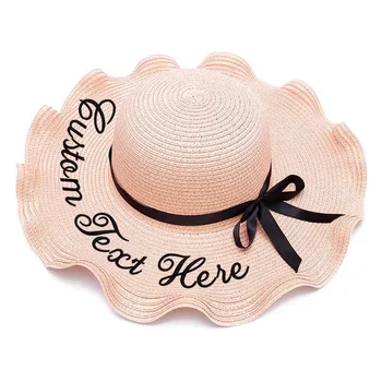 

Personalized Custom Text Name LOGO Women Beach hat Sun Hat Lotus leaf shape Large Brim Straw Hat Outdoor Sun Hat Summer Cap