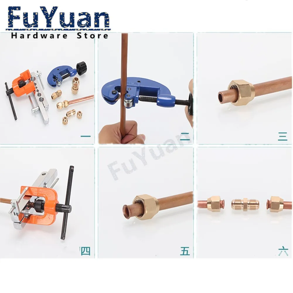 Air Conditioner Fitting Copper Flaring Directly Connector 1/4" 3/8" 1/2" to 6/8/10mm Pipe