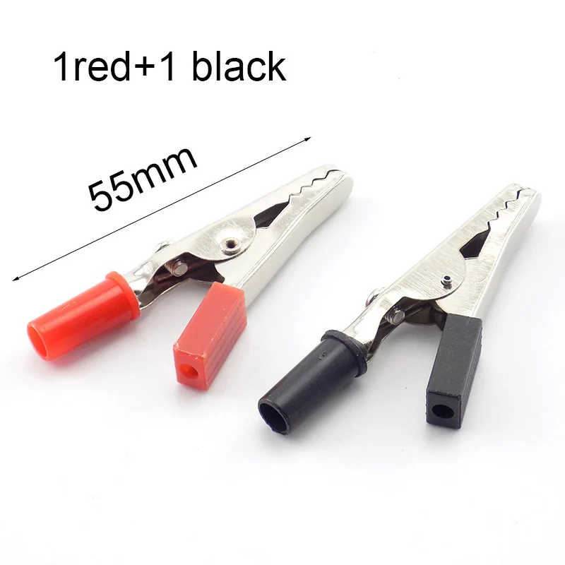 55mm red and black 5A/30A/50A/100A электрические зажимы типа «крокодил» для автомобильных аккумуляторов, зажимы для Автомобильных тестовых зондов, зажим типа «крокодил», электрические инструменты для самостоятельной сборки - Цвет: 55mm red and black